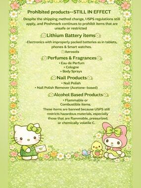 Hello Kitty Floral Prohibited Items Sign - Green